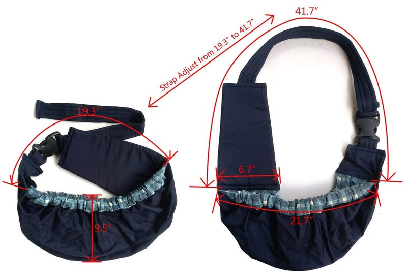 OrgMemory Pet Sling Carrier, OrgMemory Adjustable Bag, Small Dog Cat Outdoor Shoulder Carrier Most Suitable: 3-8 lbs (Blue Plaid) - Image 2